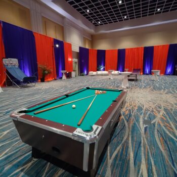 Full size pool table rental for a corporate event at a hotel in Orlando FL